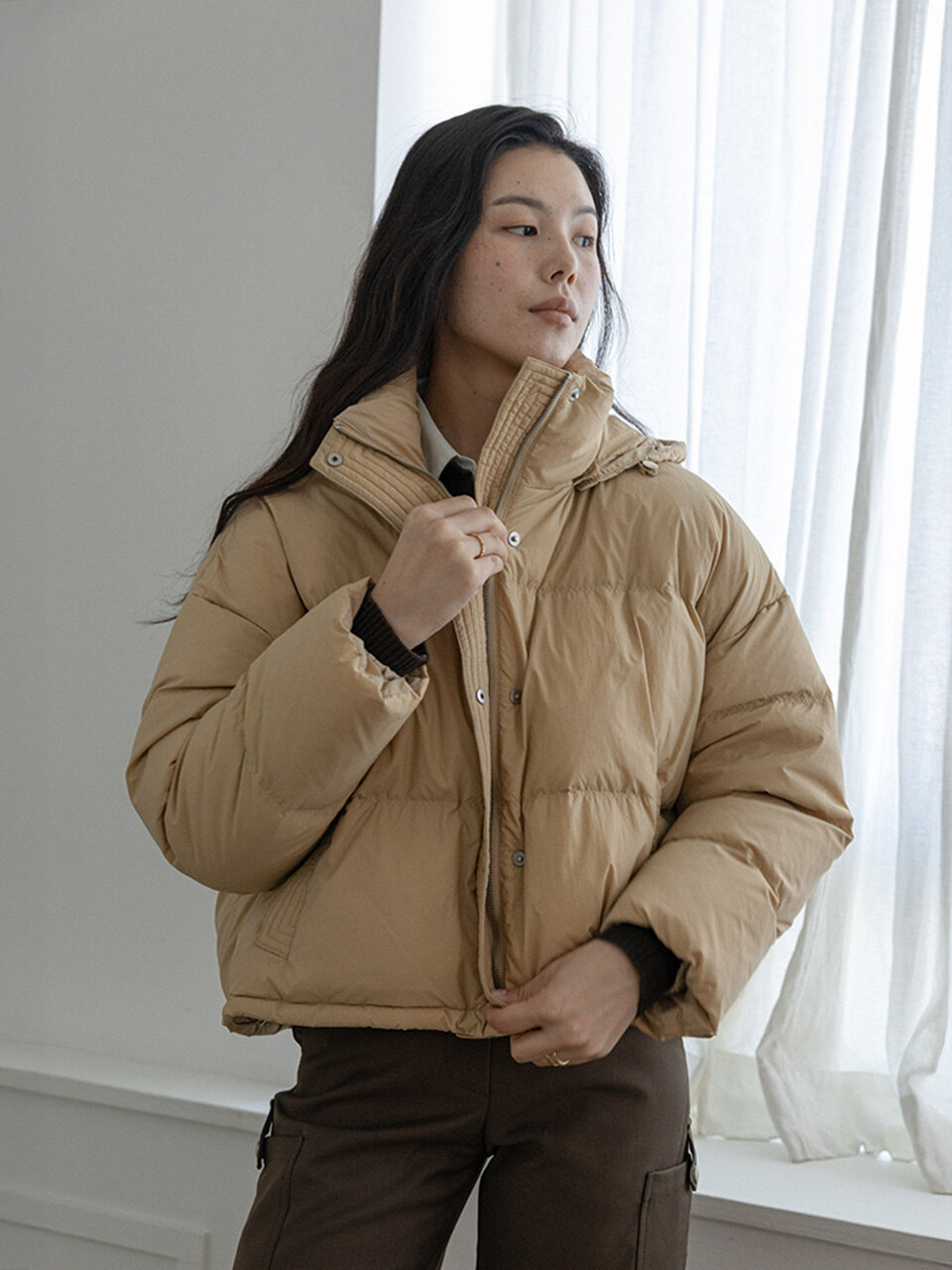 LS_Beige warm padding coat