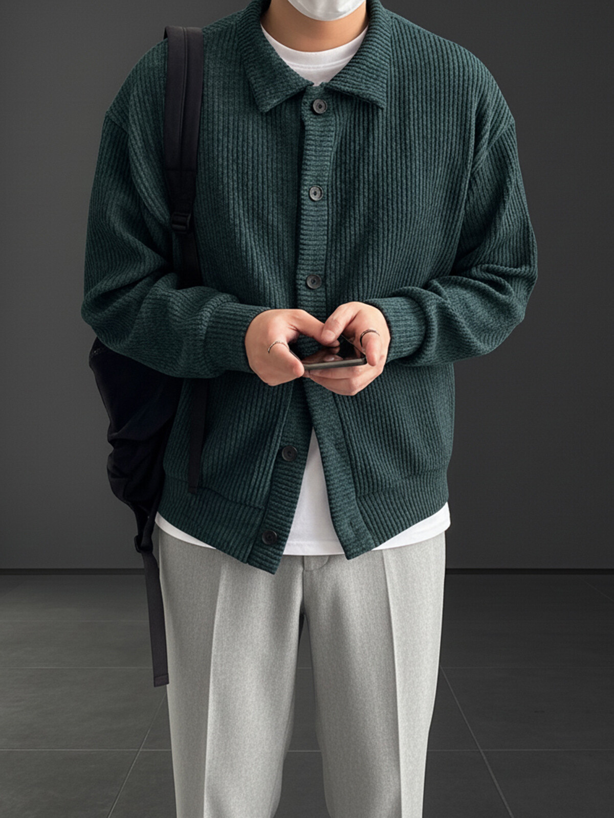 [2PACK] 골지 단추 카라 오버핏 크롭 가디건 (6color)