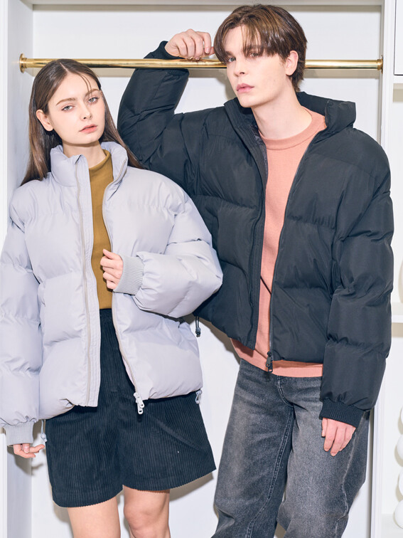 남여공용 하이넥 숏 패딩 점퍼 C23J406