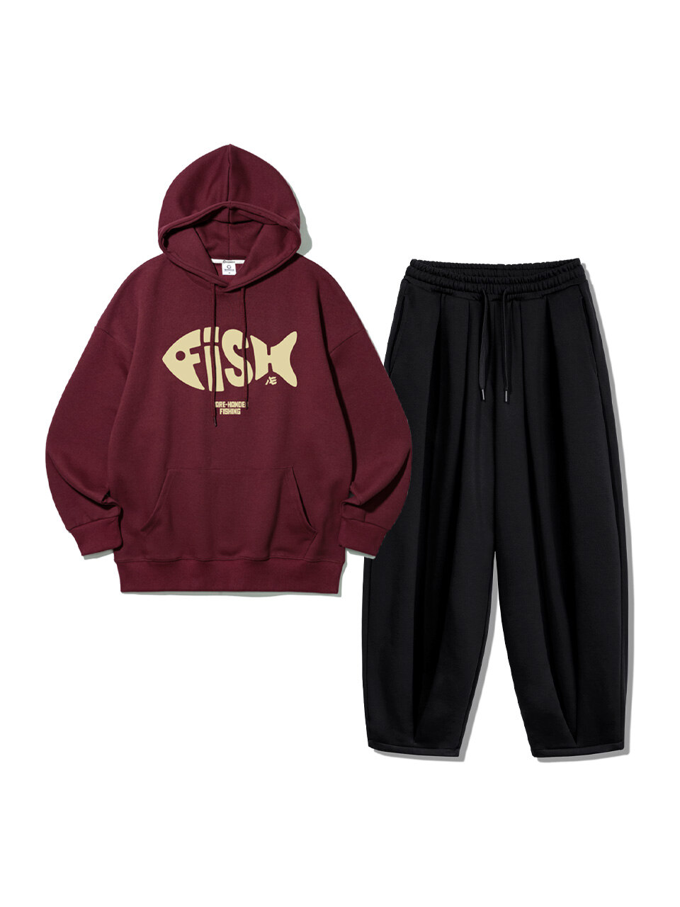 [SET] 피쉬 오버핏 후드티 벌룬 와이드 팬츠 셋업