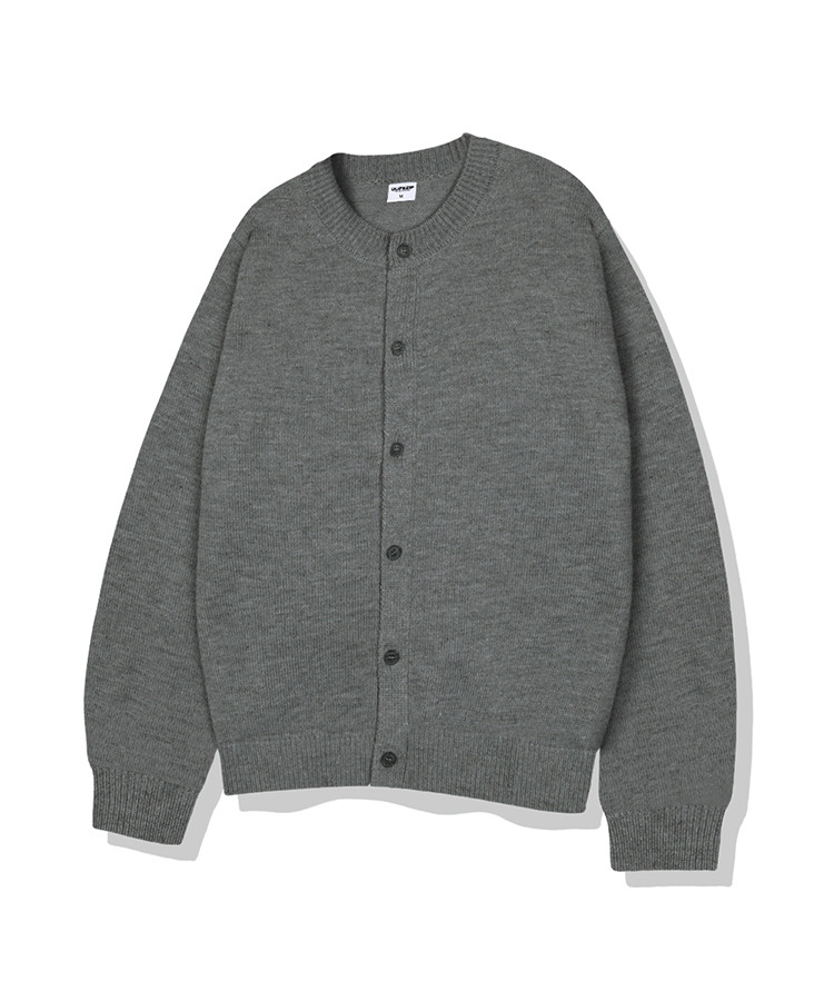 베이직 라운드넥 버튼 니트 가디건_그레이 [ULZG_2002]