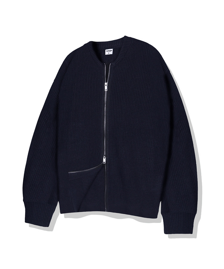베이직 2WAY 오버핏 니트 집업 가디건_네이비 [ULZG_2012]