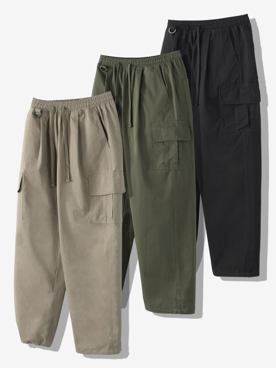 [코튼ver] 세미 와이드 스트링 카고팬츠 [3컬러]