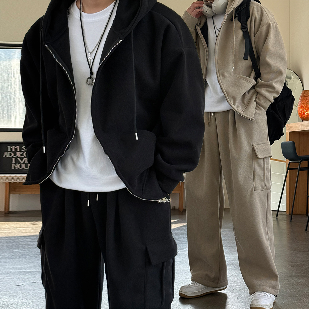 [SET]백린 코듀로이 겨울 남녀공용 기모 오버핏 후드집업 팬츠 5colors