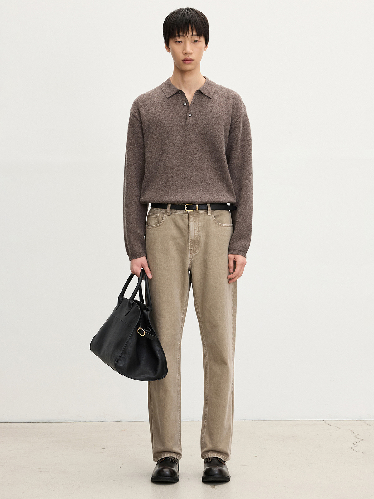 Straight Fit Pigment-Dyed Denim Pants (Vintage Beige) TNPA5F109I2