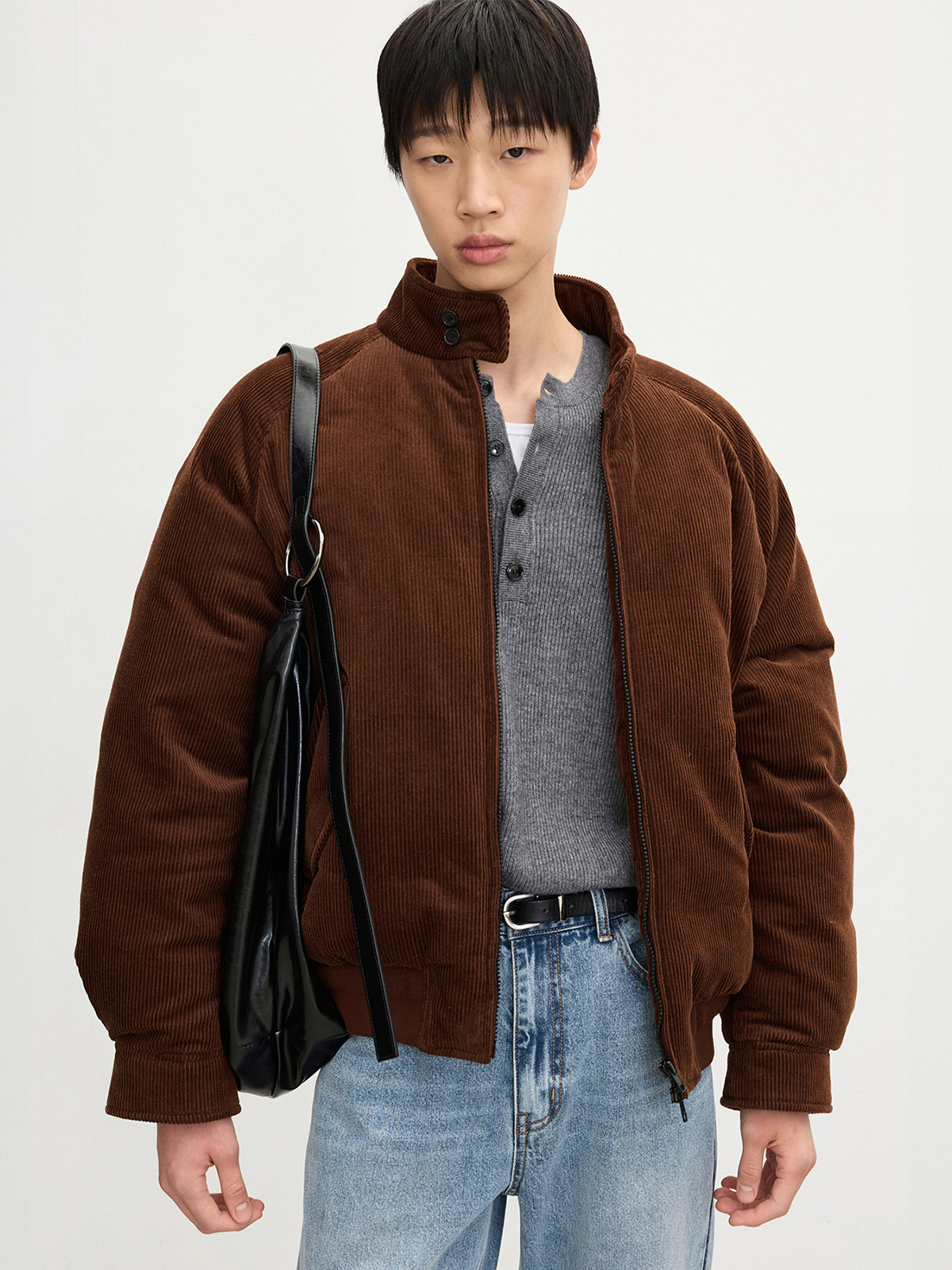 European-goose Corduroy Herrington down Jumper (Brown) TNJU5F205W2