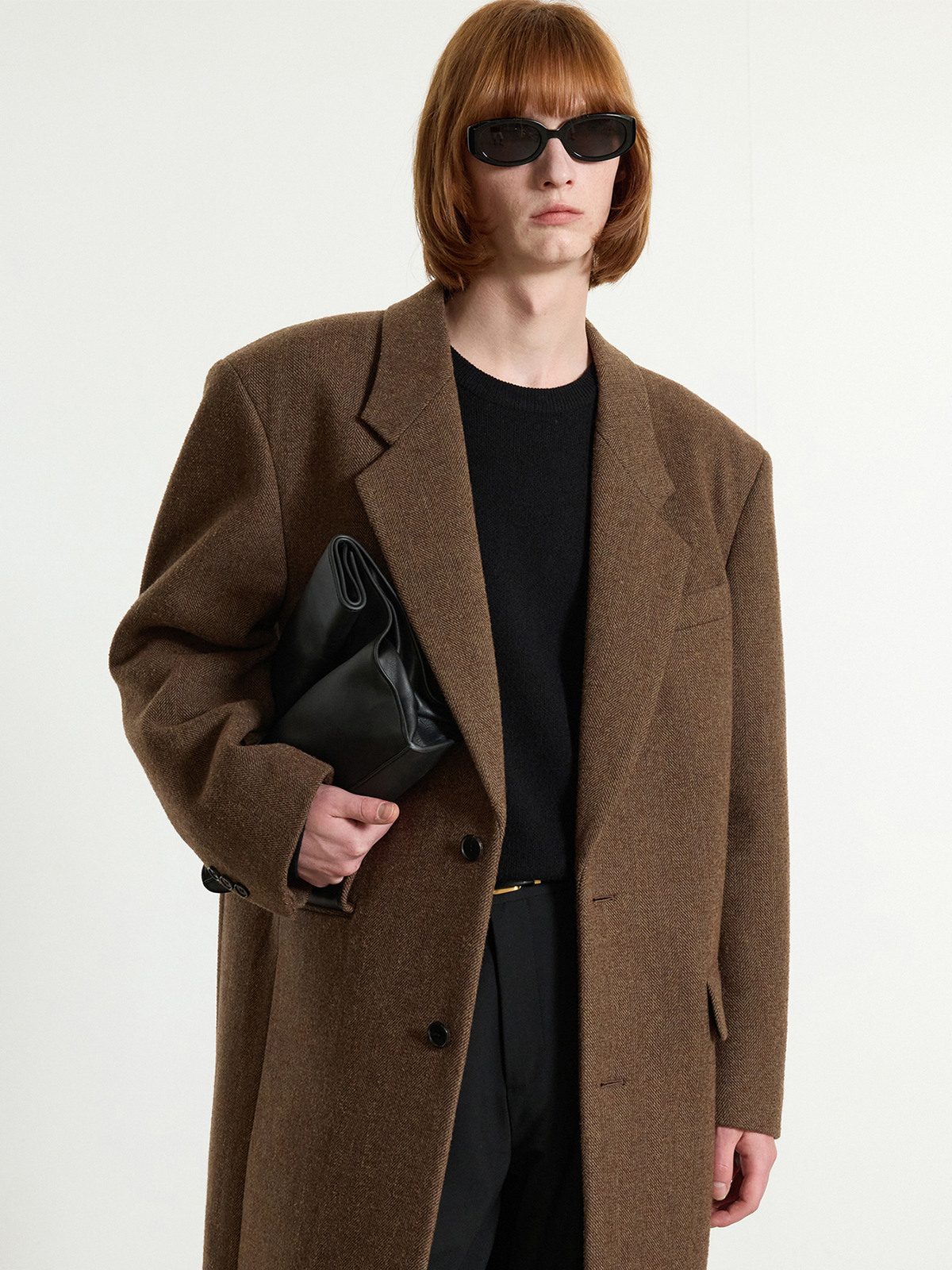 Herringbone Oversized Single Coat (Red Brown) TNCO5F103W2