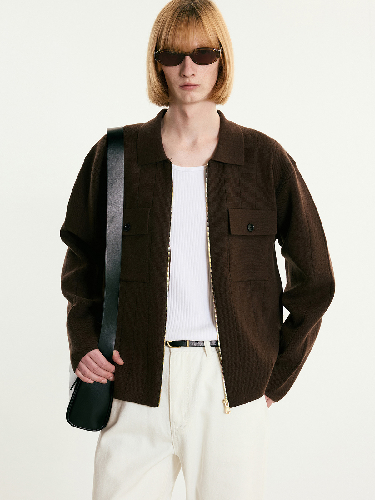 Milano Zip-Up Cardigan (Red Brown) TNSW5F102W2