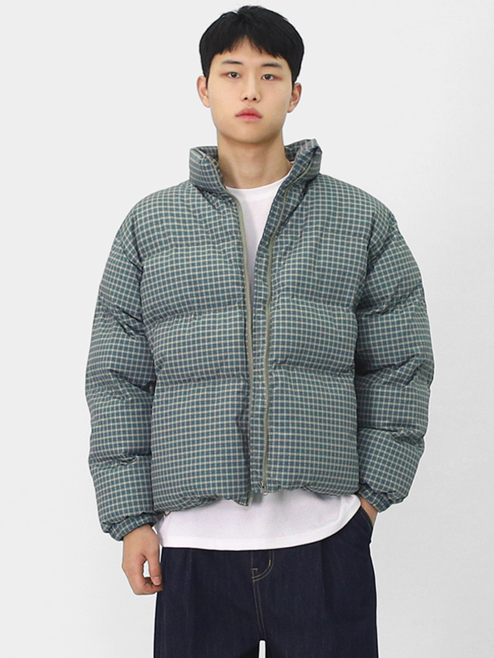남성 겨울 클래식 체크 웰론 스탠드카라 숏패딩 BRAT124