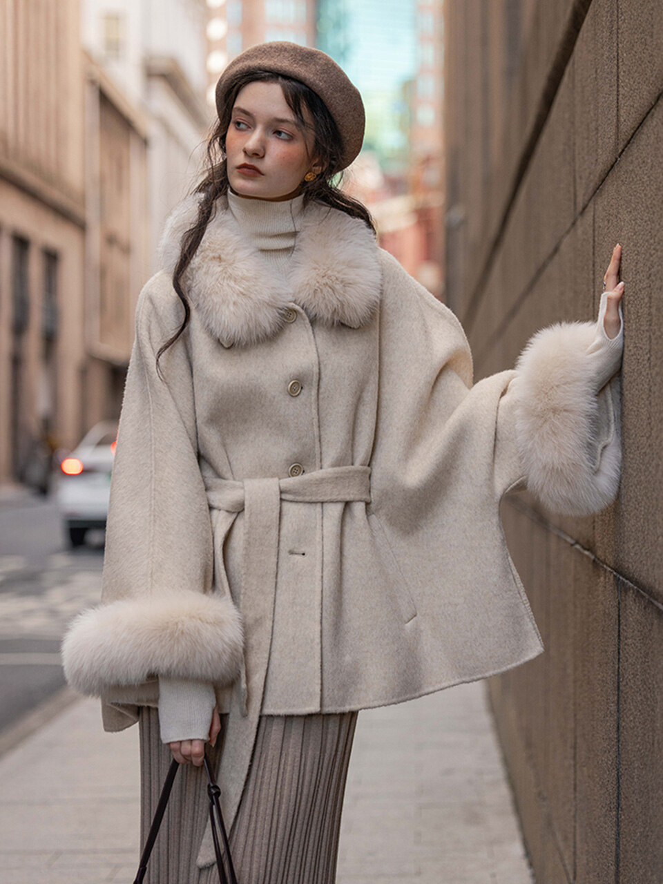 DA_Duffle dyed fur collar coat_2color