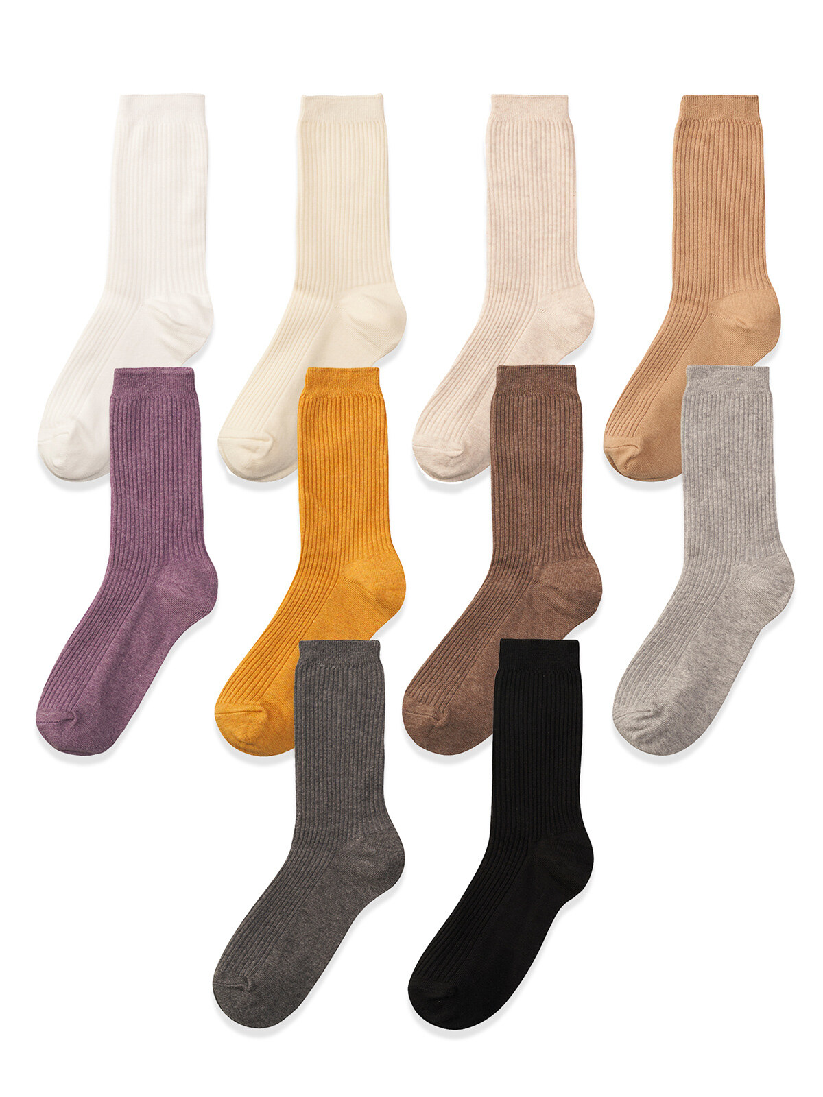 [5PACK] 선택형 여성용 클래식 립 크루 삭스 10colors