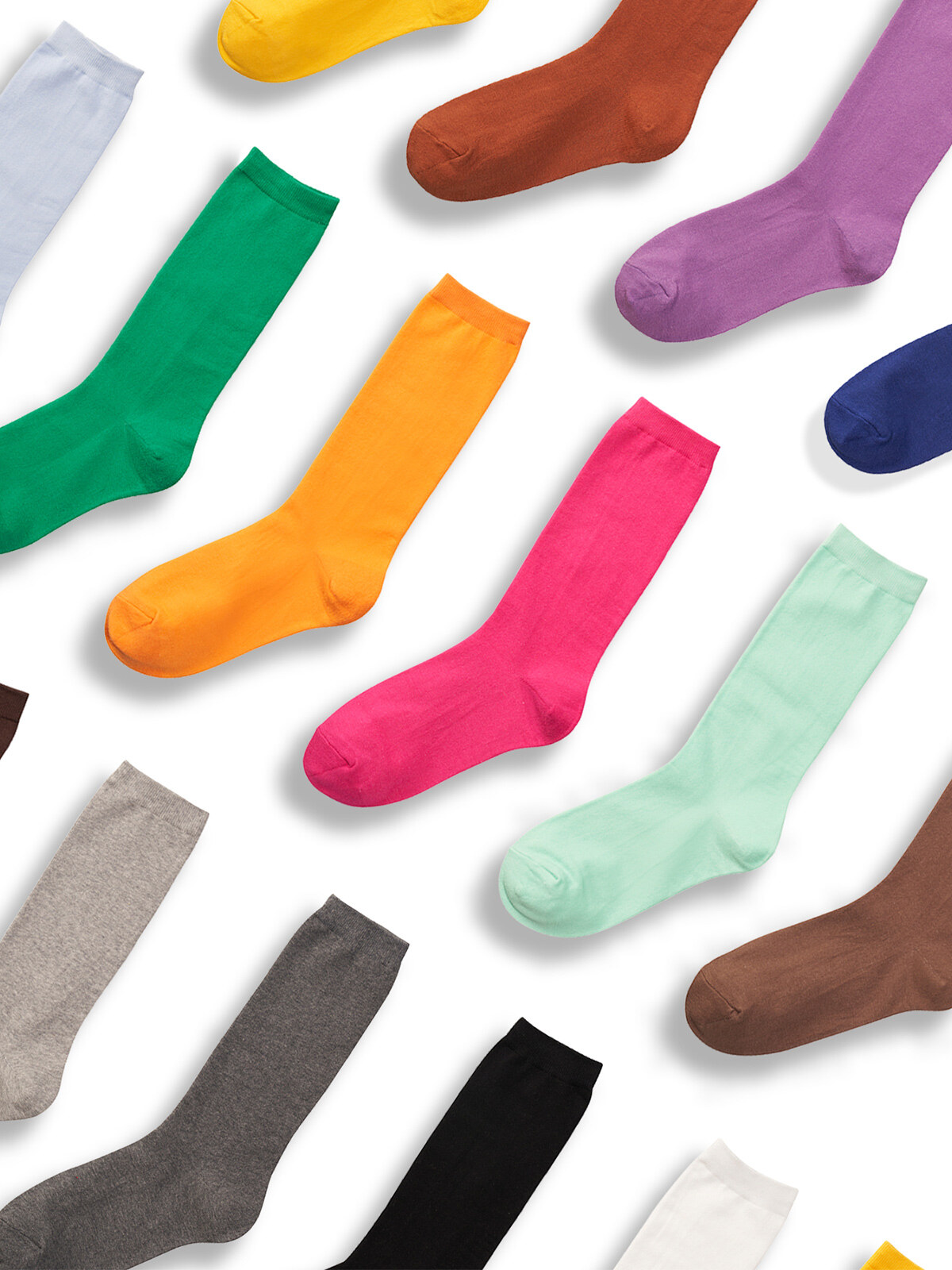 [5PACK] 선택형 여성용 컬러풀 베이직 롱 삭스 15colors