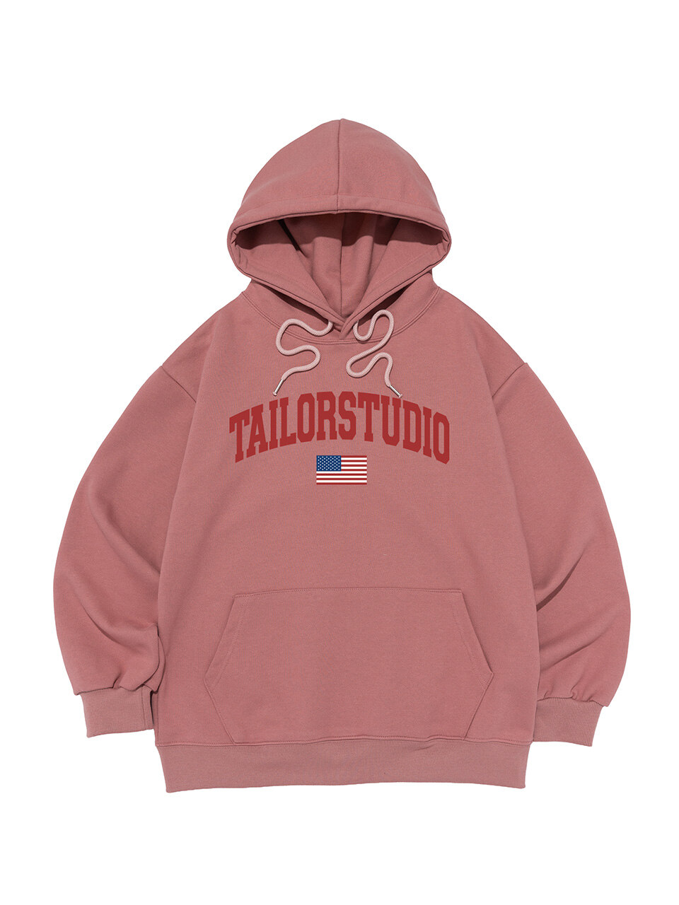 [기모/NO기모] 플래그 로고 후드티셔츠 (핑크)