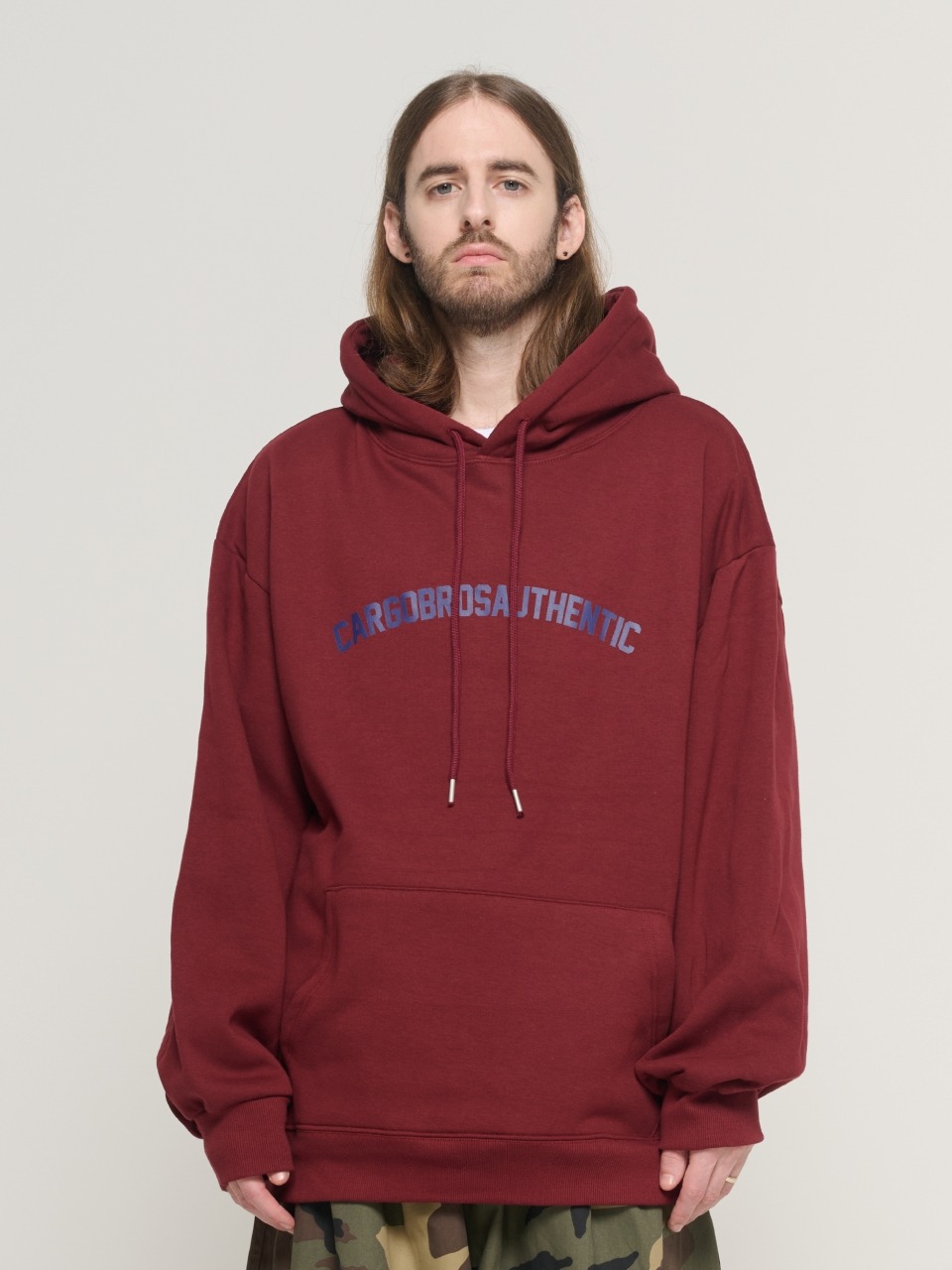 (BIG-SIZE) ARCH LOGO OVER HOOD T-SHIRT (WINE)