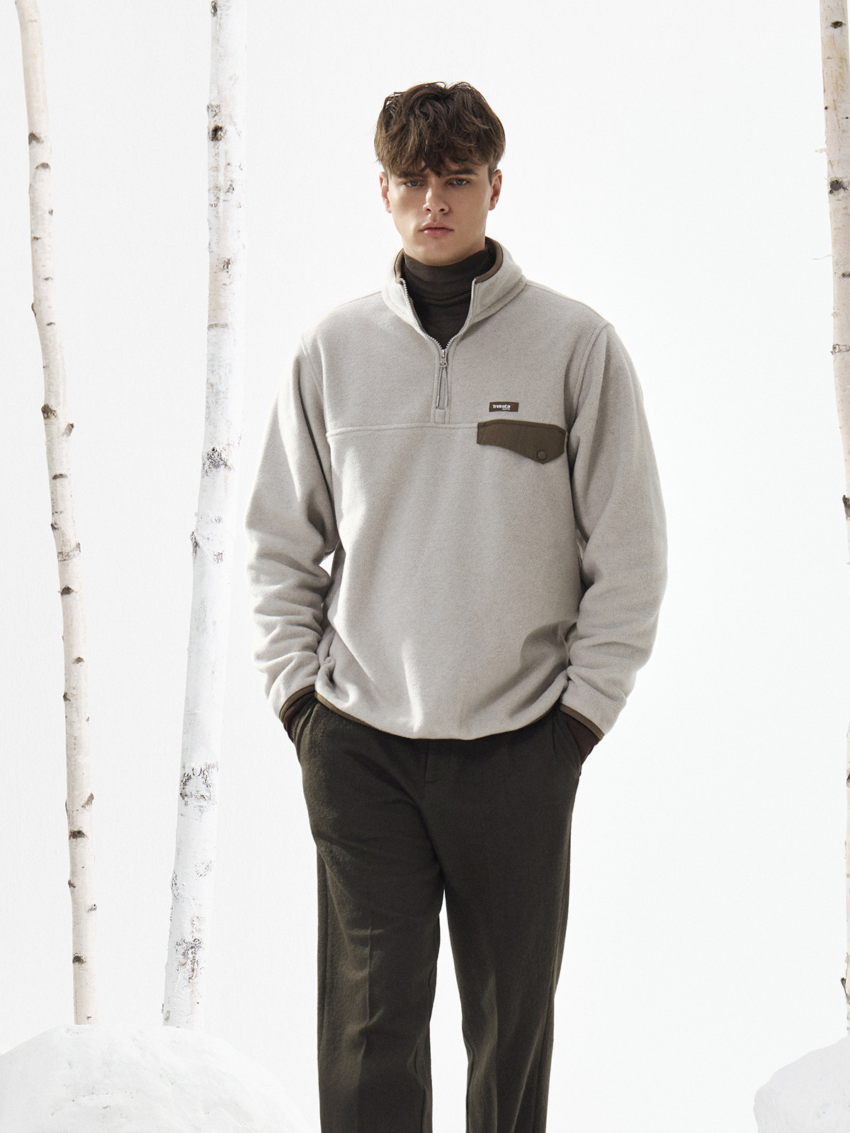 트렉스타 남성 플리스 하프집업