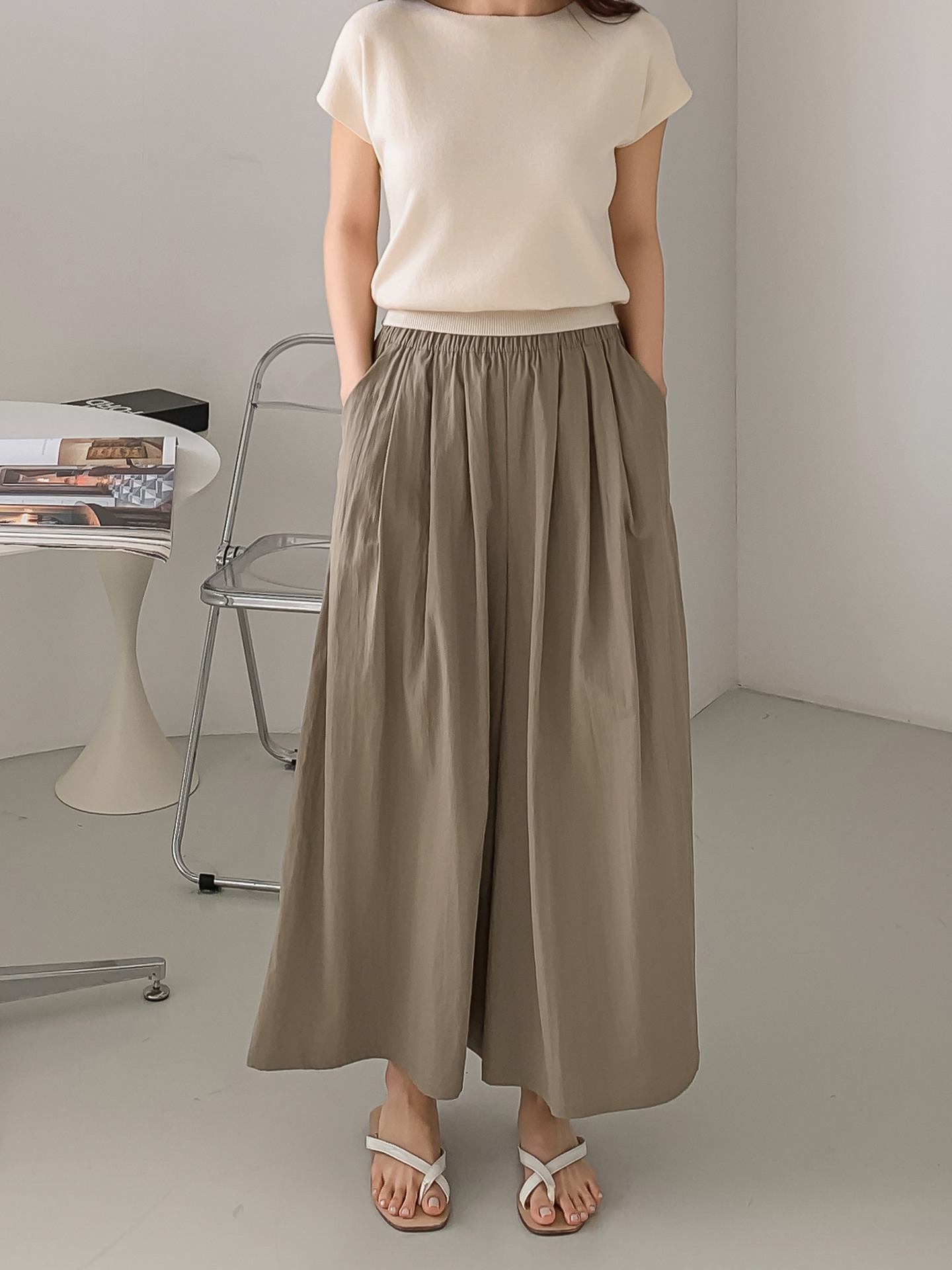 블러썸 바스락 와이드 팬츠 치마바지