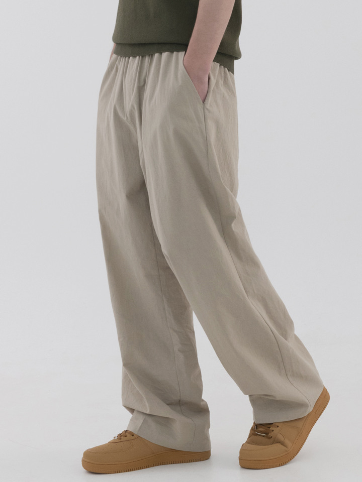 린넨 라이크 세미 와이드 팬츠 (베이지)