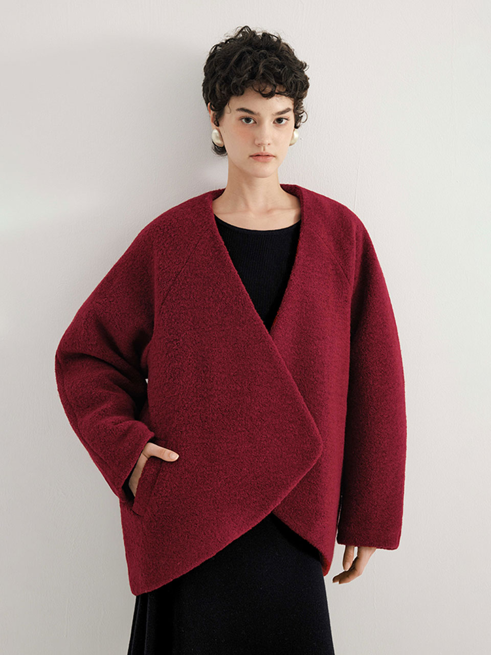YY_Red irregular short jacket