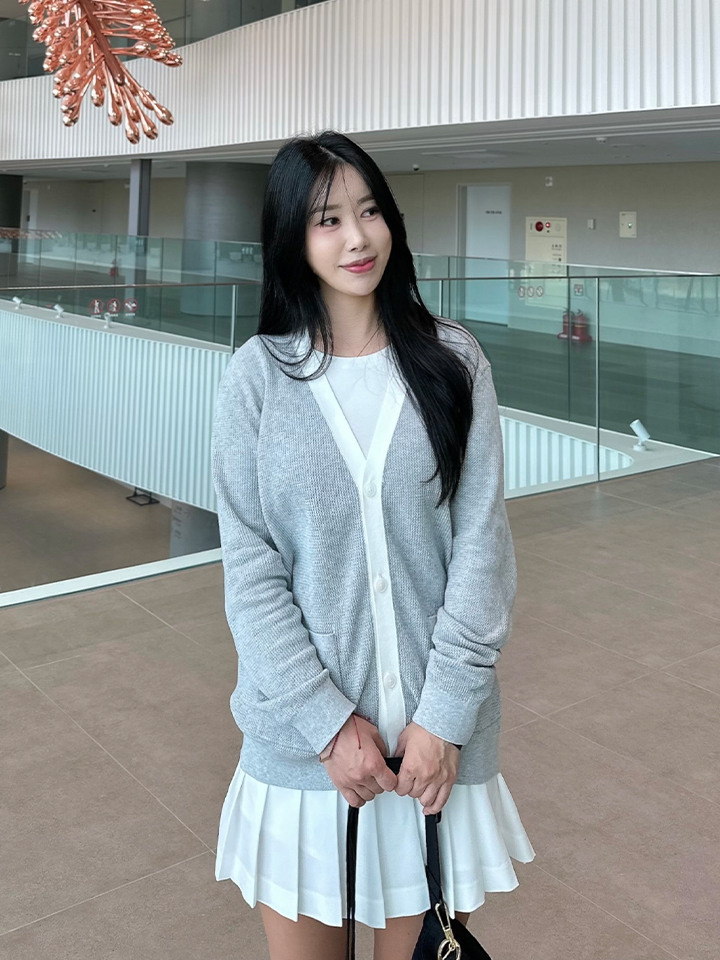 남성) 코튼 크로셰 브이넥 가디건