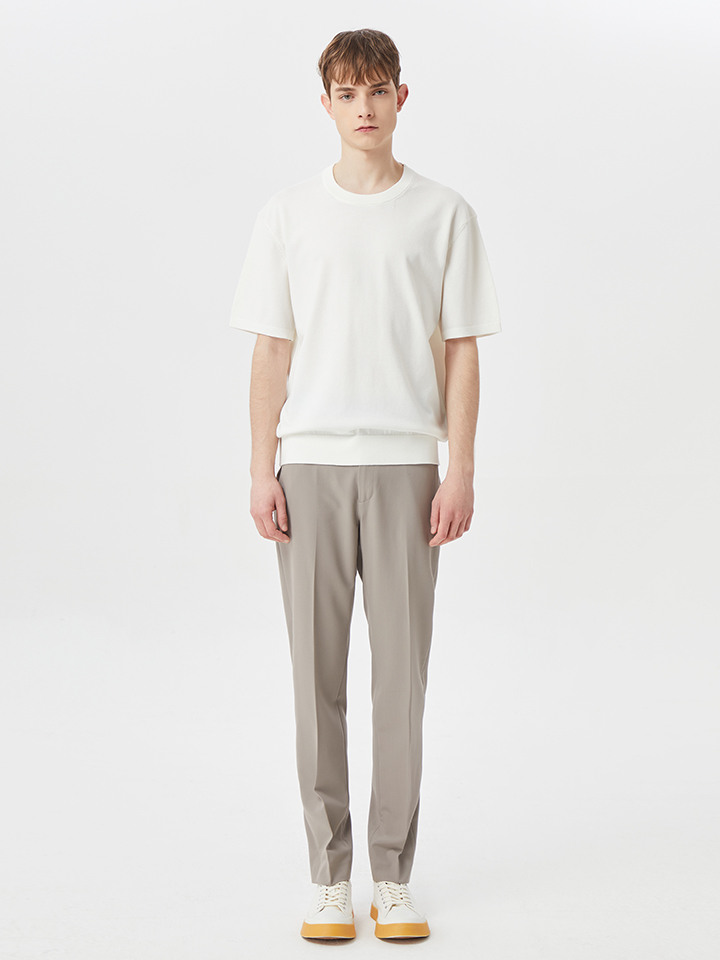 남성) 머신 워셔블 라운드넥 반팔 니트