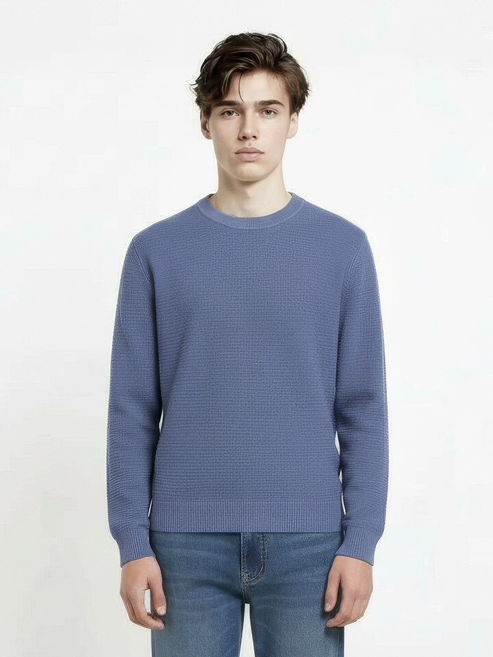 남성) 잔조직 라운드넥 니트