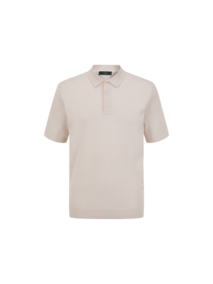 남성) 투톤배색 카라넥 니트