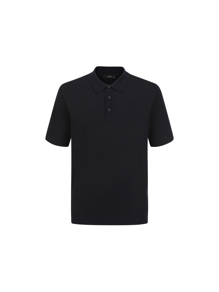 남성) 투톤배색 카라넥 니트