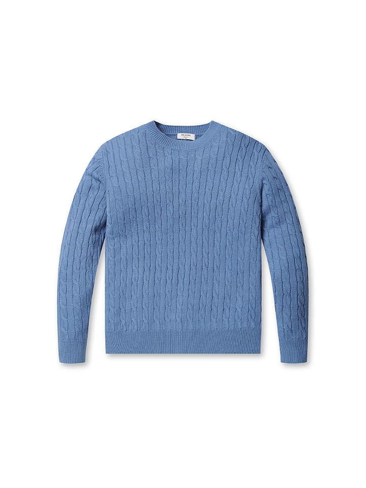 남성) 케이블 라운드 스웨터