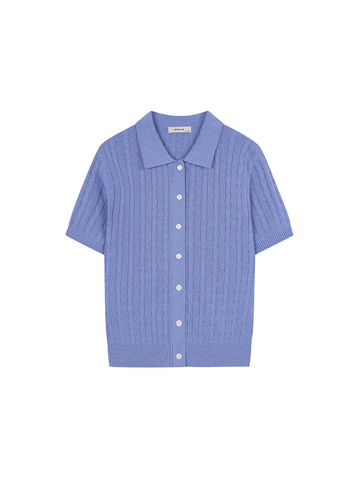 여성) 케이블 반팔 버튼 가디건