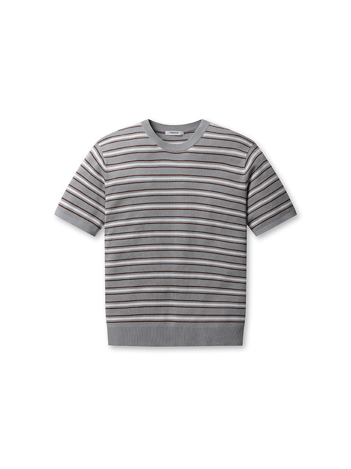 남성) 밀라노 패턴 라운드 반팔 스웨터