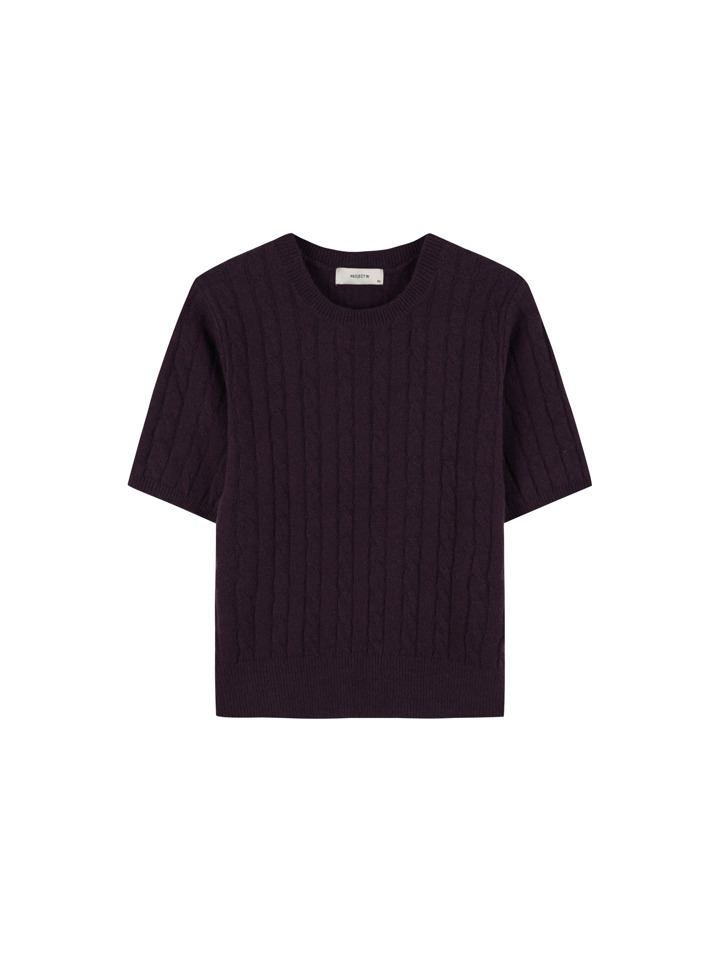 여성) 케이블 반팔 니트