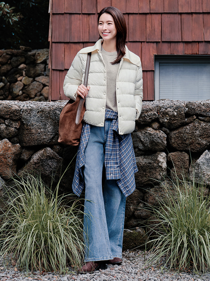 여성) 이지웜 와이드 데님 팬츠