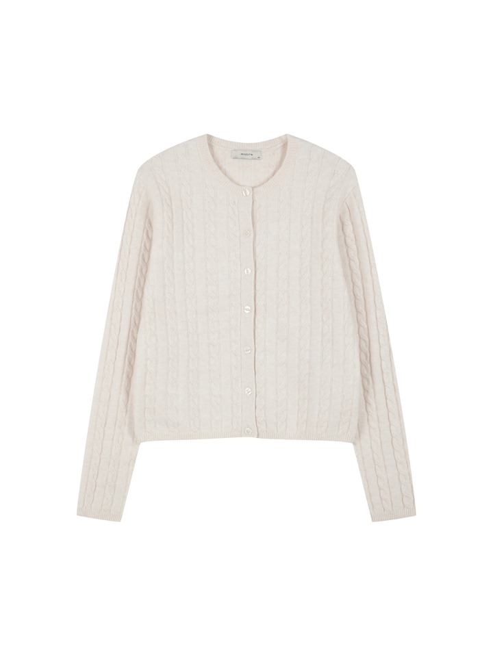 여성) 라운드넥 케이블 가디건