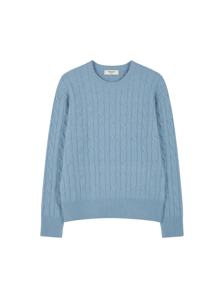 여성) 케이블 라운드넥 스웨터