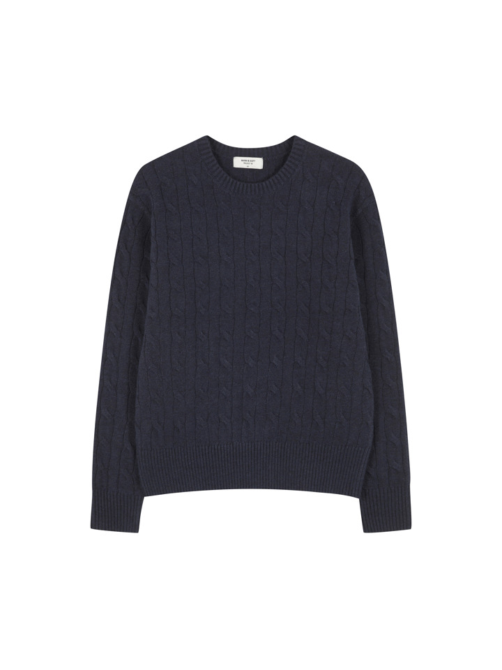 여성) 케이블 라운드넥 스웨터