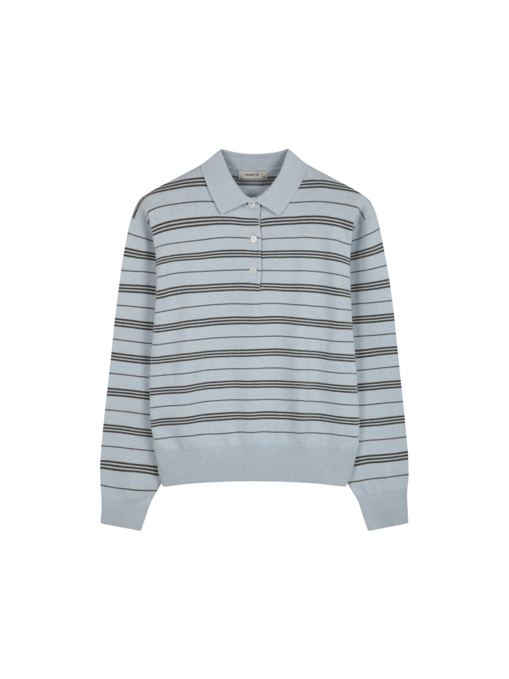 여성) 버튼 카라 스웨터