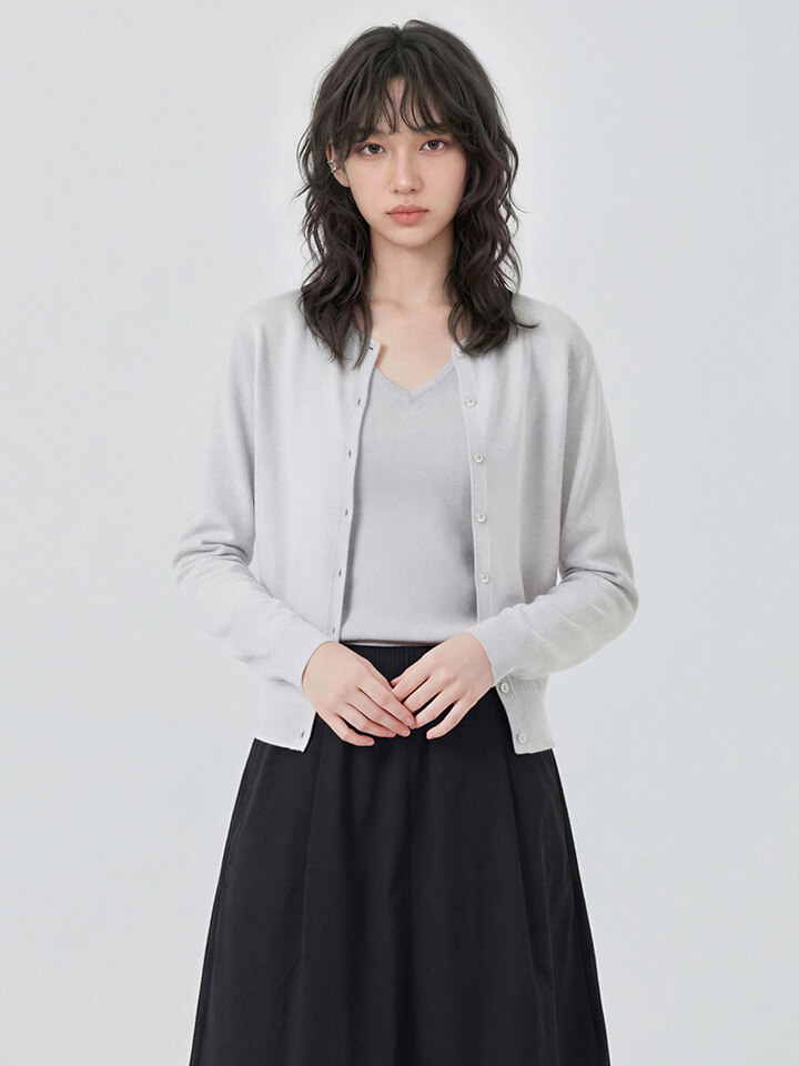 여성) 라운드 긴팔 가디건