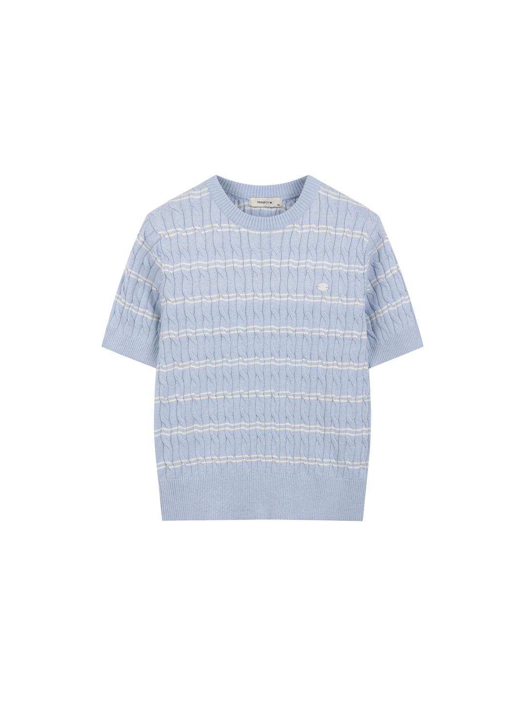 여성) 케이블 라운드 반팔 니트