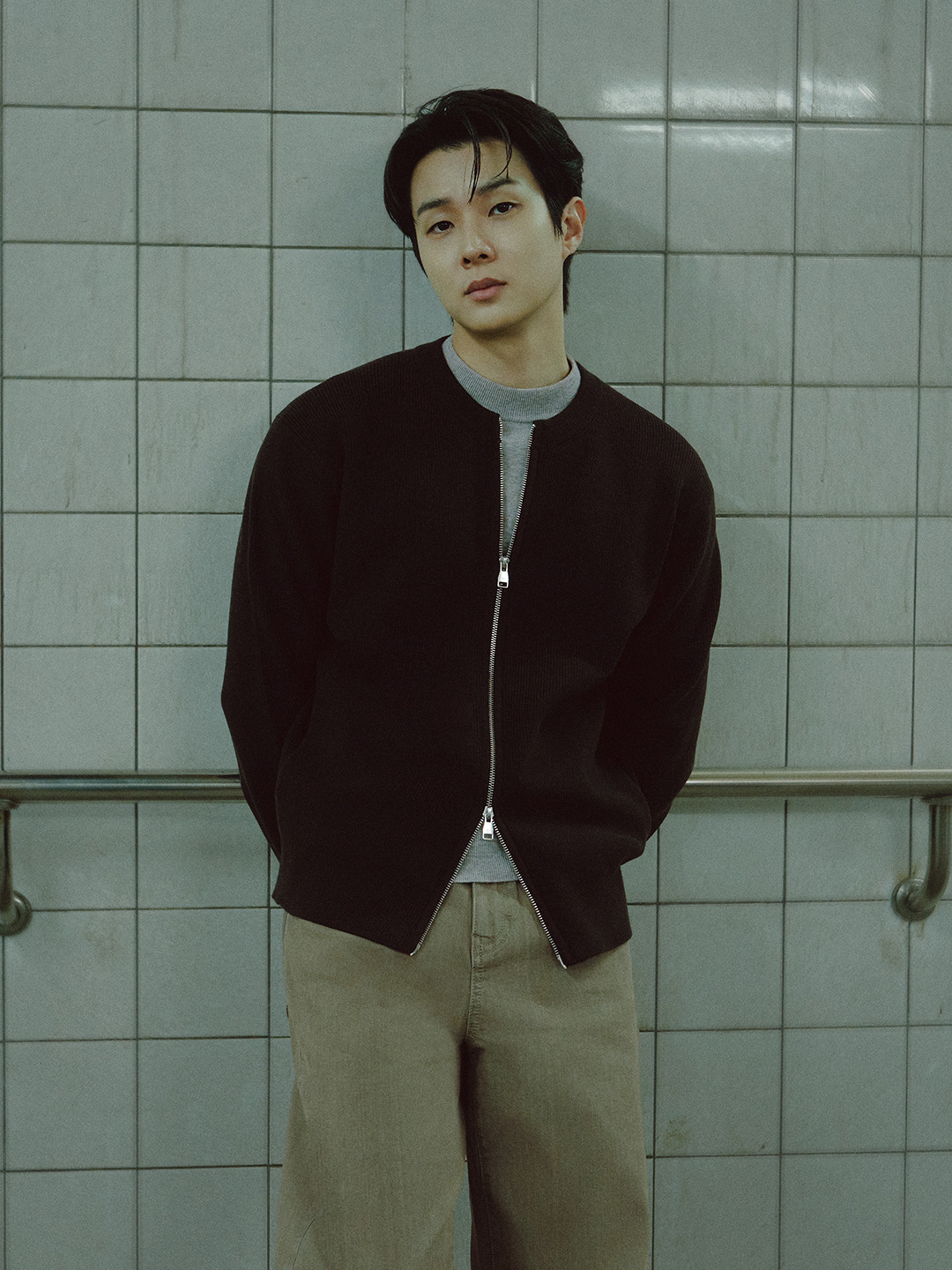 남) 라운드넥 집업 가디건