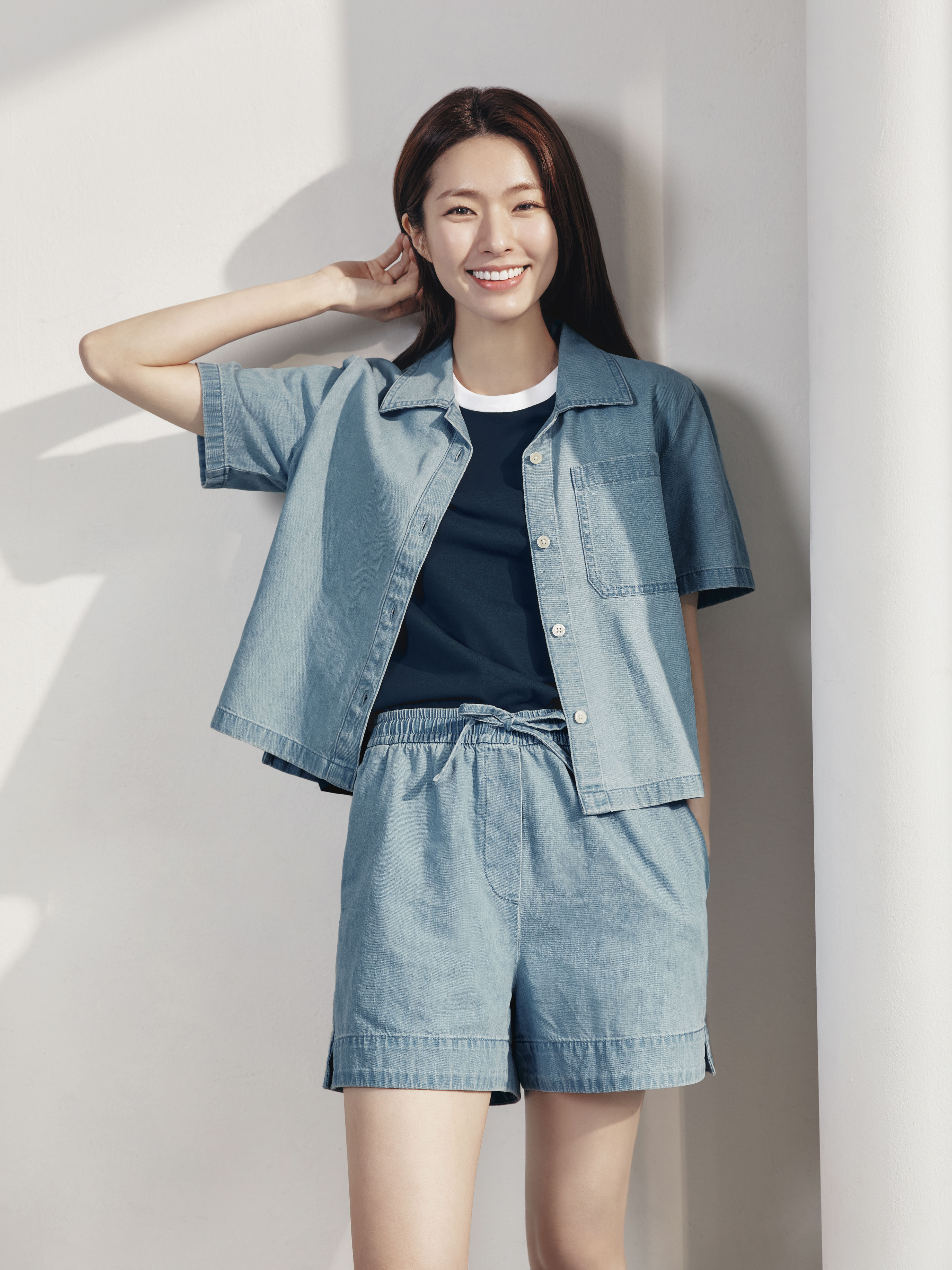 여성) 데님 반팔 셔츠