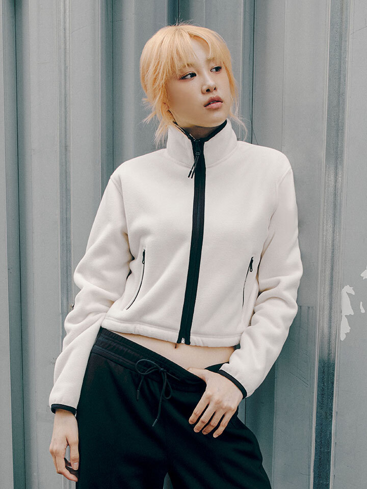 여성) 보아 본딩 크롭 집업