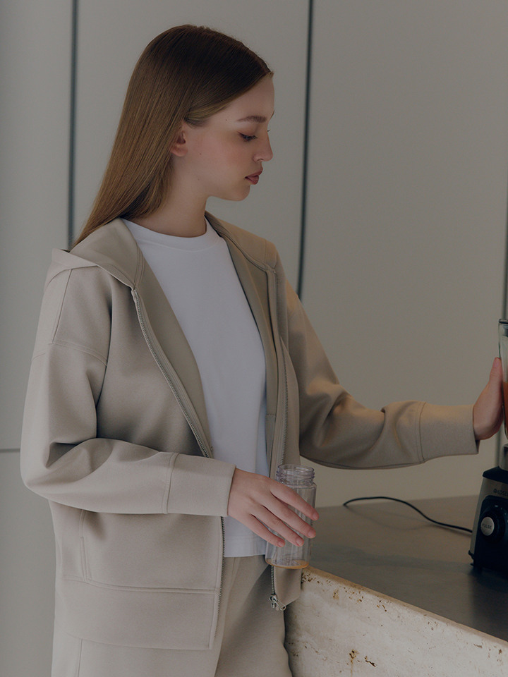 여성) 스웨이드터치 후드집업