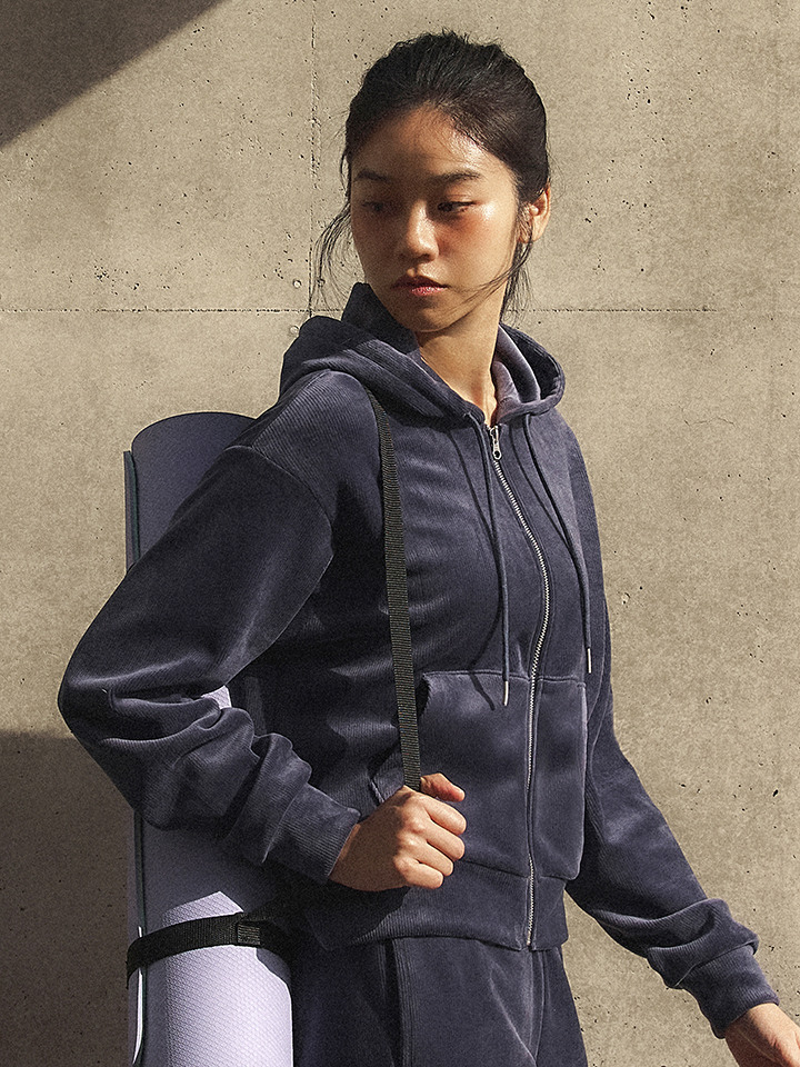 여성) 코듀로이 후드 집업