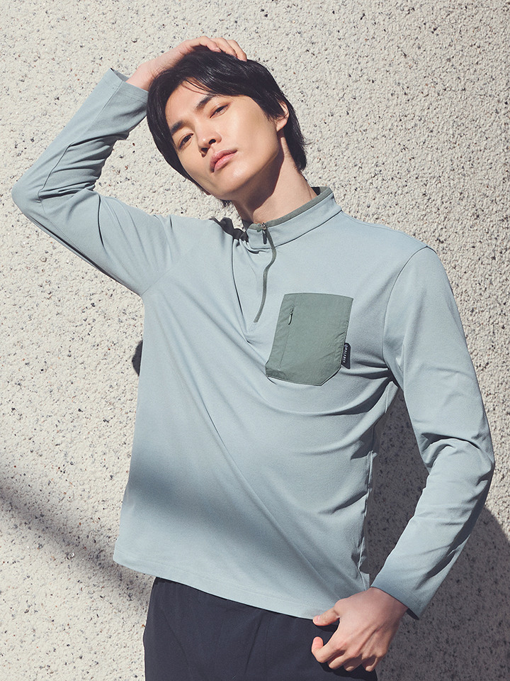 남성) 스텐 하프 집업 카라티