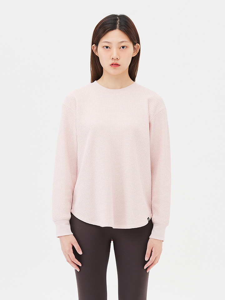 여성) 라이트 브러쉬드 와플 긴팔 티