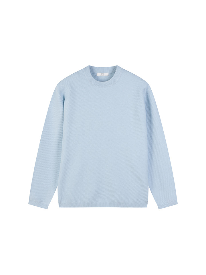 남성) 소프트터치 사선 조직 크루넥 스웨터