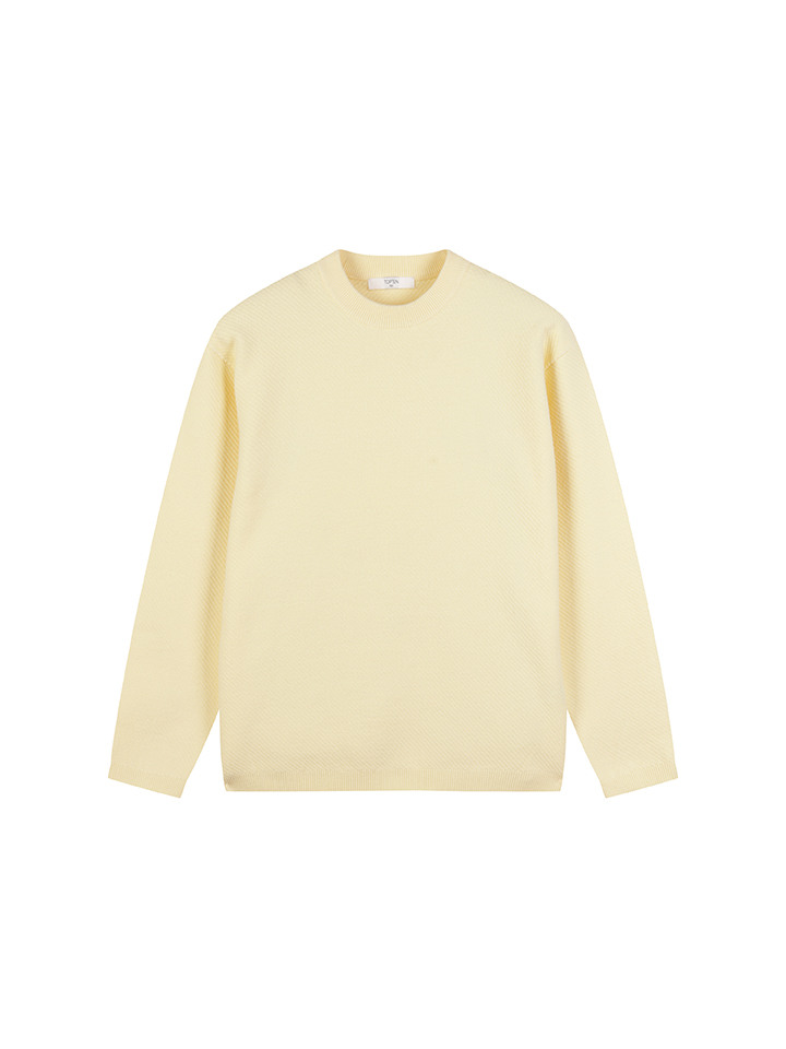 남성) 소프트터치 사선 조직 크루넥 스웨터