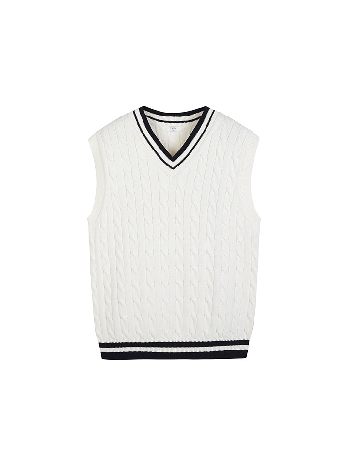 남성) 워셔블 케이블 스웨터 베스트