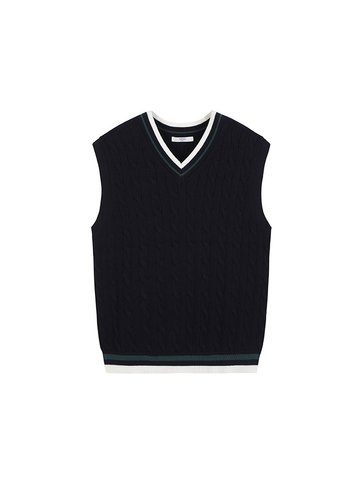 남성) 워셔블 케이블 스웨터 베스트