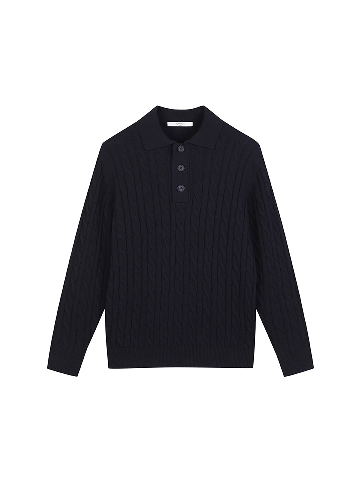 남성) 소프트 케이블 폴로넥 스웨터